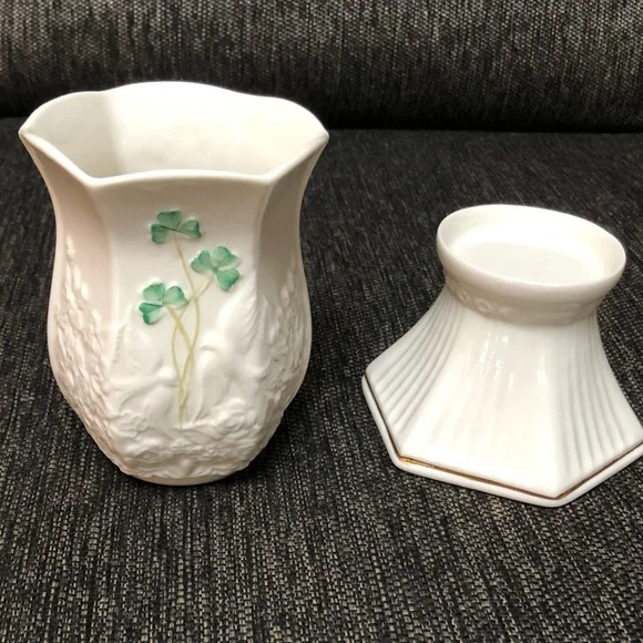 NIB Vintage Belleek Fairy Lamp Tealight Holder - Picture 4 of 9